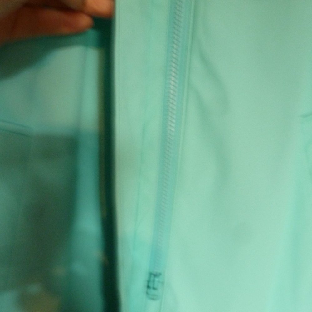 ๐ Cozy Teal Zip-Up Long Rain Jacket / Trench Coat โ NWOT ๐ Classic Elements | - Picture 2 of 11